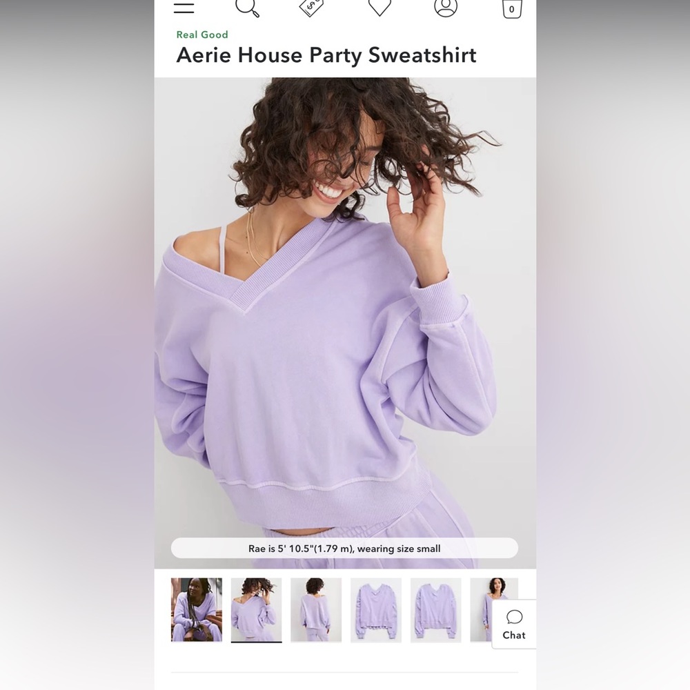 Aerie House Party Sweatshirt in purple wash worn twice